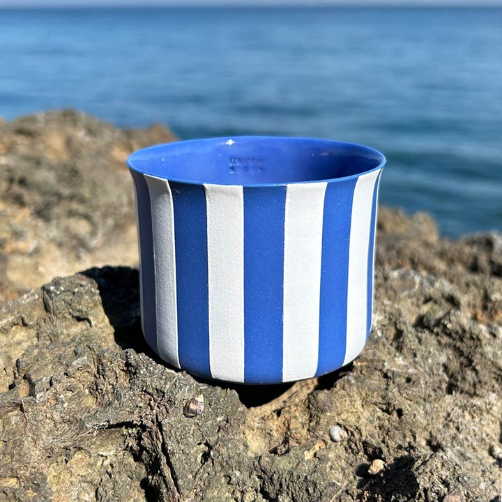 “Striped”White on Blue Midi