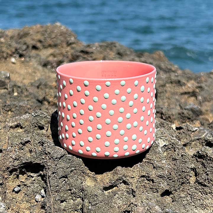 “Dots”Aqua on Pink Midi